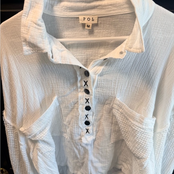 POL Women's Cream Button Down Shirt - Picture 6 of 6